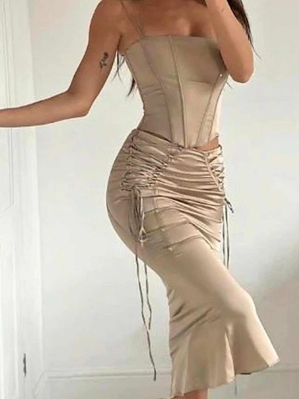 House of CB latte satin set